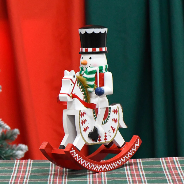 Jul Gynge Hest Nøddeknækker Soldat Dukke Børn's Gave Træ Håndværk Ridning Hest Dukke Legetøj
