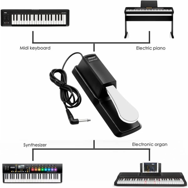 Sustain Pedal med Polaritet Switch for MIDI Keyboard Synth Digital Pianos Elektronisk Tromme Elektrisk Piano