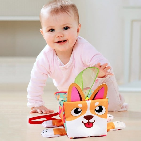 Baby vev boks baby sensoriske  leker myke montessori sensoriske leker for babyer trekk aktiviteter leker