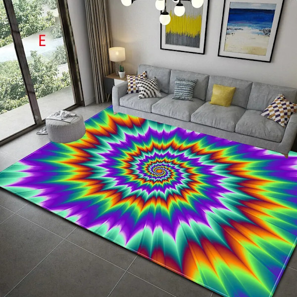 3D Vortex Illusion Teppe Entré Dør Gulv Matte Abstrakt Geometrisk Optisk Dørmatte Sklisikre Gulv Matte