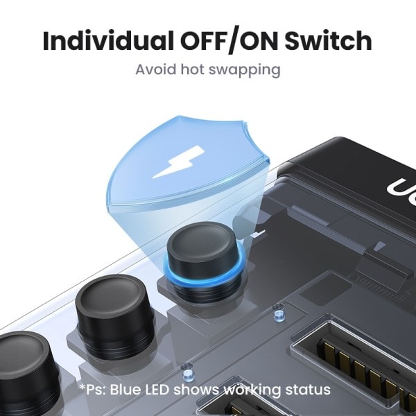 USB C Hub 5Gbps 7 Porte USB3.0 Splitter med Individuel OFF/ON Switch LED Indikator  til PC Laptop MacBook Pro/Air
