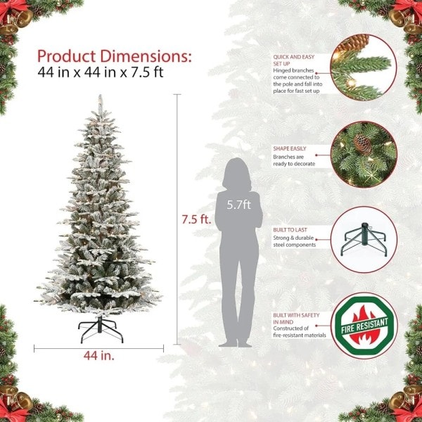 Joulu koristeet 7,5 jalka Esivalaistu Ohut Flocked Aspen Kuusi Keinotekoinen Joulu Kuusi