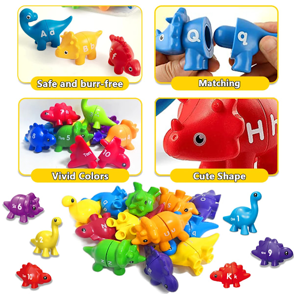 ABC dinosaur alfabet match spil med store bogstaver små bogstaver montessori indlæring legetøj