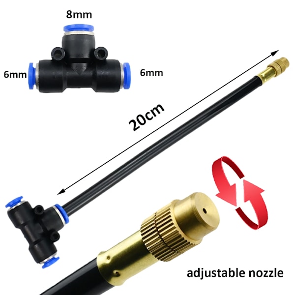 15 meter universell atomisering sprinkler automatisk vattning kit 5M/10M med 20cm roterande koppar munstycke balkong regnskog spray