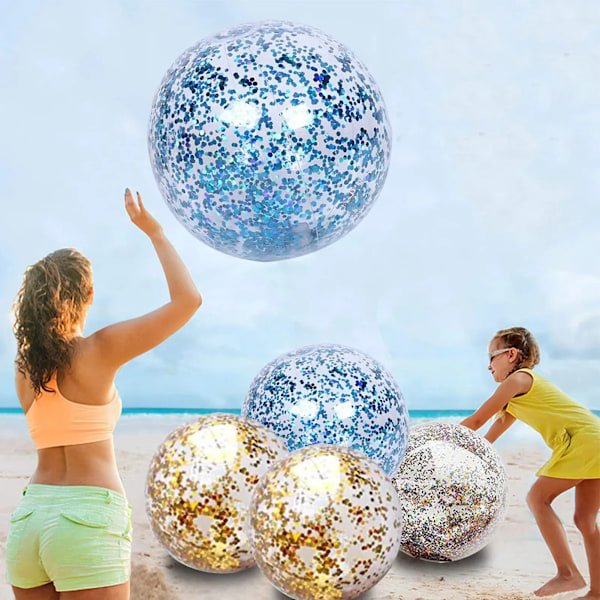 40cm Uppblåsbar Glitter Beach Ball Sommar Vatten Lek Paljetter Bolar Utomhus Sim Pooler Fest leksaker