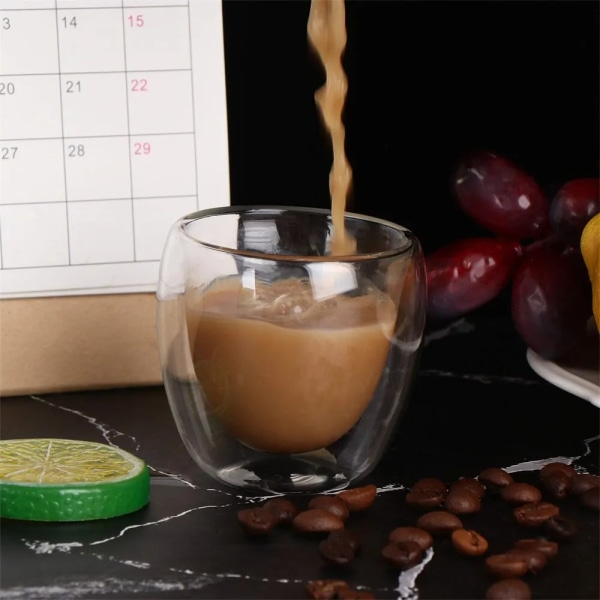 Klar dobbelt væg glas kaffe krus isolerede lag kopper sæt til bar te mælk saft vand espresso shot glas