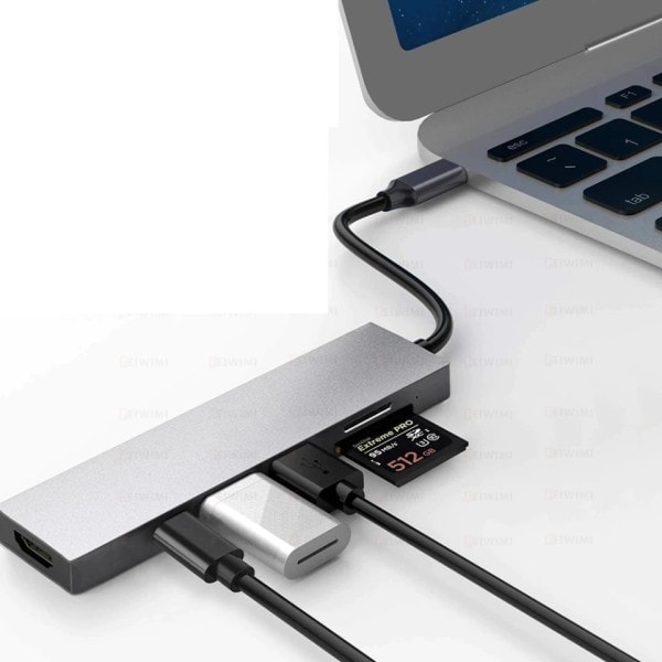USB 3.1 Type-C Hub Til HDMI Multi Splitter Adapter 4K Thunderbolt 3 USB C Hub med TF SD Reader Slot