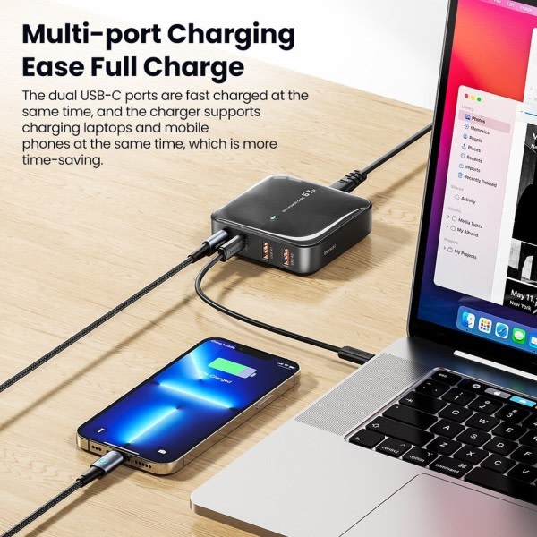 Laddningsstation Multi Port GaN USB Laddare Skrivbord Typ C PD QC Snabb laddning