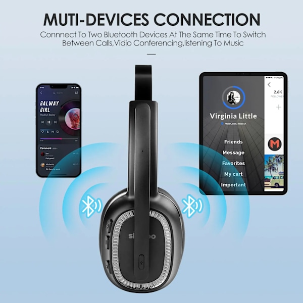 Call Center Headset med Mic Noise Canceling Hovedtelefoner