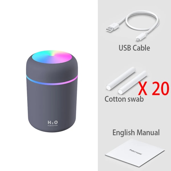 300ml H2O Professionell Luft Luftfukter Bærbar Mini USB Aroma Diffuser Med Kjølig tåke