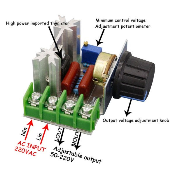 Spänning Regulator 2000 Watt AC 50 - 220 Volt Dimmer SCR Power Regulator Motor Speed Controller