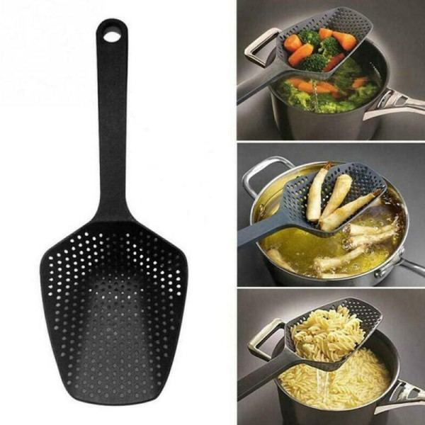 Bærbar Nylon Køkken Suppe Ske Sine Farverig Slev Anti-skoldning Skimmer Fry Mad Mesh Handy Filter Disk
