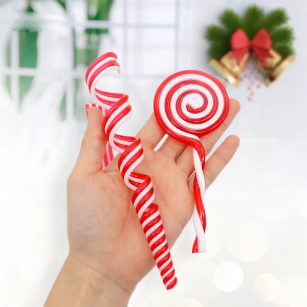 4 stykker godteri stokk jule tre anheng dekor rød hvit godteri lollipop hjem hengende pynt