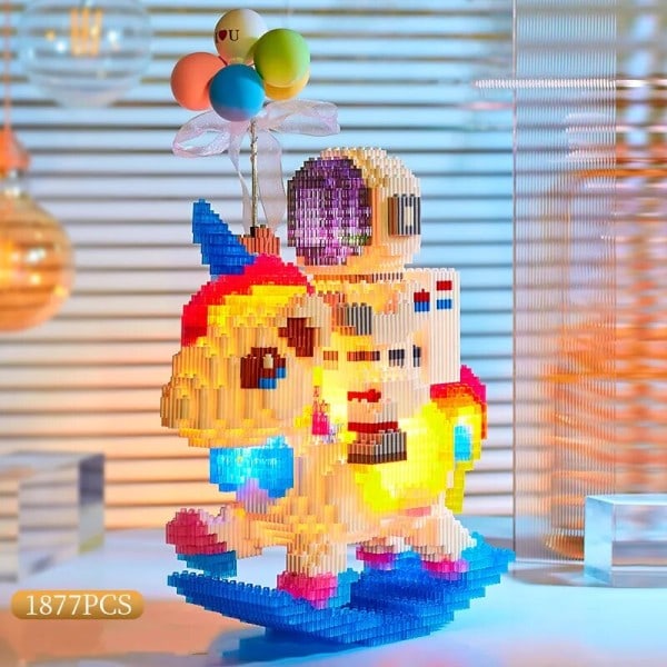 Astronaut Byggeklodser Med LED Lys Bekendelse ballon Hval Astronaut Mini Diamant Klodser