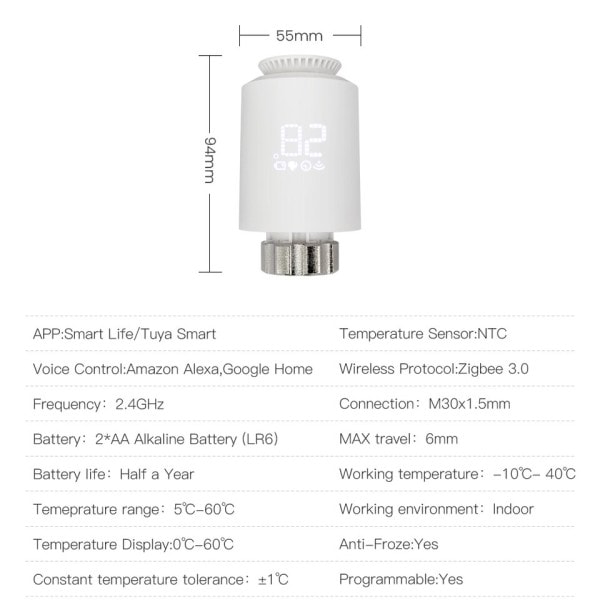 Termostat Radiator Aktuator Smart TRV Termostat Ventil Temperatur Controller