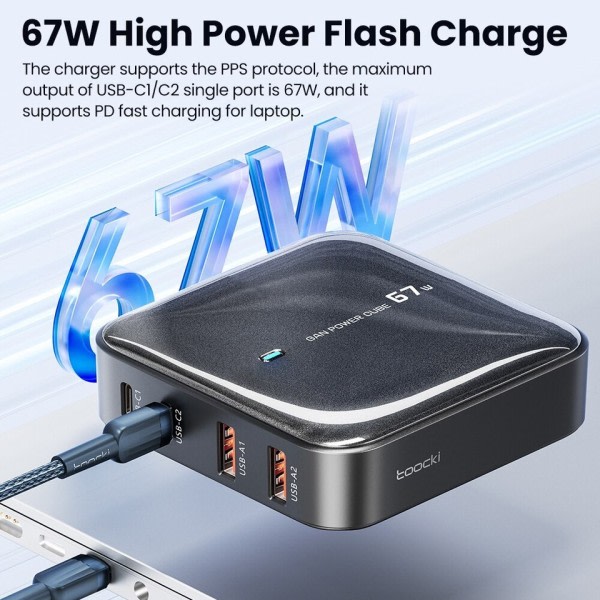 Laddningsstation Multi Port GaN USB Laddare Skrivbord Typ C PD QC Snabb laddning