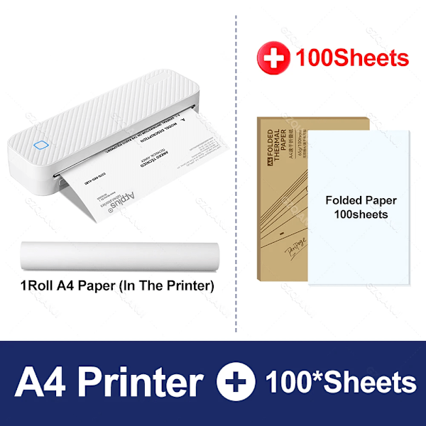 Blækfri bærbar A4 termisk printer dokument udskrivning maskine papir rulle