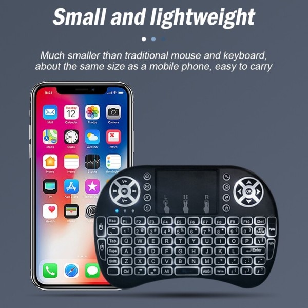 Trådløst Mini Tastatur  Stor Touchpad Digital Datamaskin Tørr Batteri USB Lading Dobbelt Tastatur