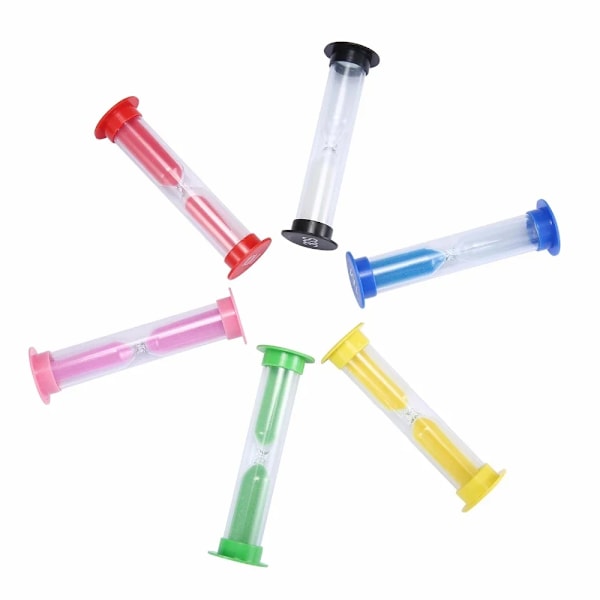 Set om 6  Sand Timer Plast Timglas Timer Färgglada Sandglas Timglas litet