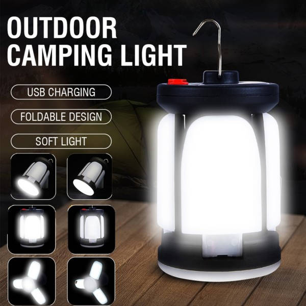 High Power Solar LED Camping Lantern Rechargeable Emergency Power Bank Foldable Light