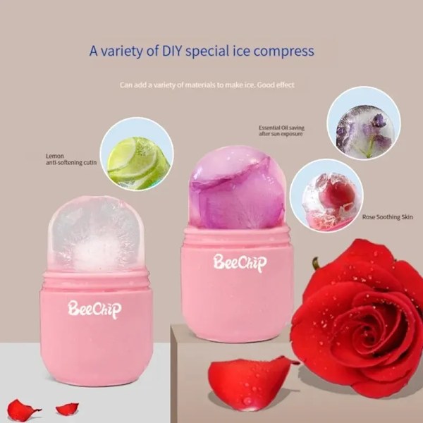 Pink Ideel Ansigt Behandling Øjen Massager Silicone Ansigtsbehandling Is Massage Roller