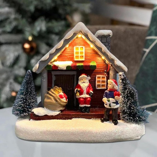 Jul pynt snø scene landsby hus vinter pynt sett