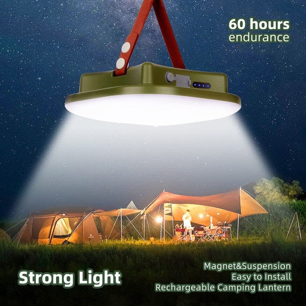 Genopladelig LED Camping Stærk Lys med Magnet Zoom Bærbar Lommelygte Telt Lys