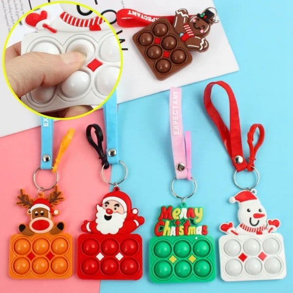 2 bitar tomte älg nyckelring fidget leksak jul kalas favor present souvenir giveaway gäst jul jul gåvor