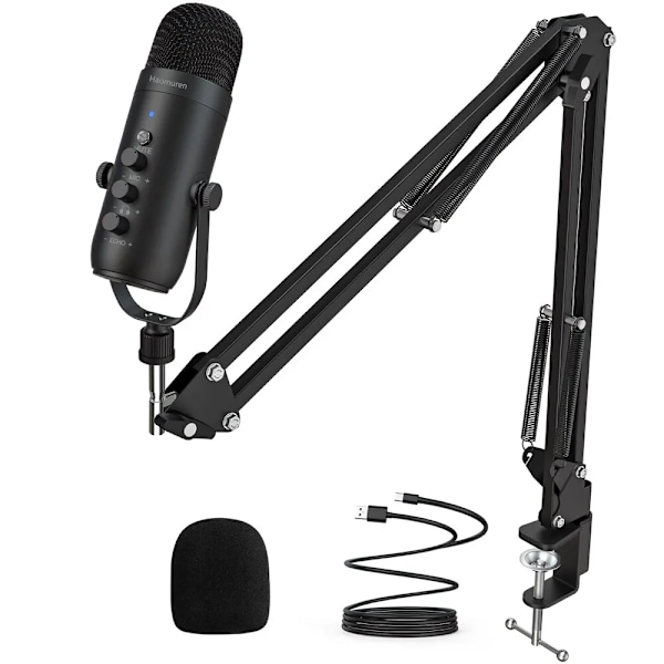 Profesjonell USB Streaming Podcast PC Mikrofon Studio Kardioid Kondensator Mic Kit med Bom Arm For opptak