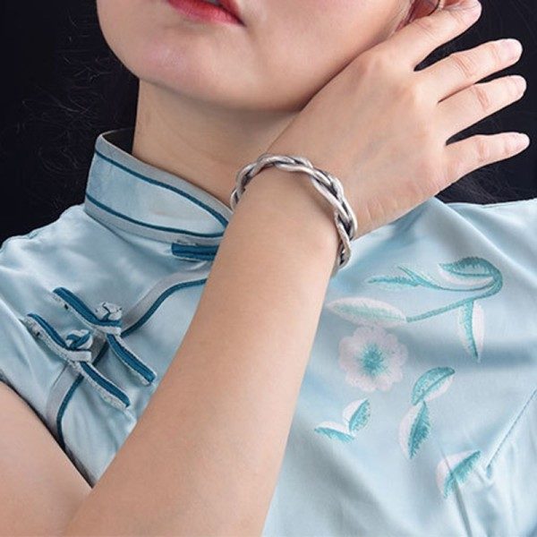 Farge Retro Tre-trådet Twist Armbånd Lys Luksus All-match Elegant Par Smykker Justerbar Åpning