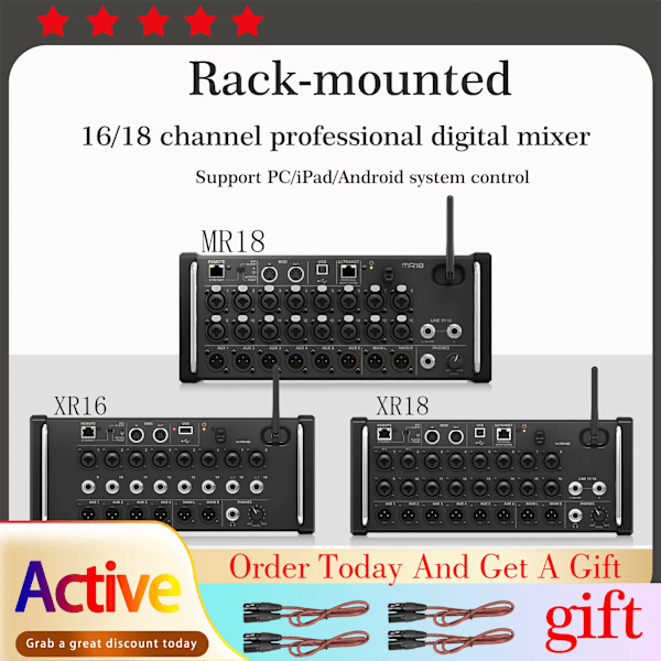 Digital Audio Mixer Air1: 1 MR18 Audio Mixing Studio USB Multi -track Inspelning DJ Konsol Bord Wifi Ljud Kort