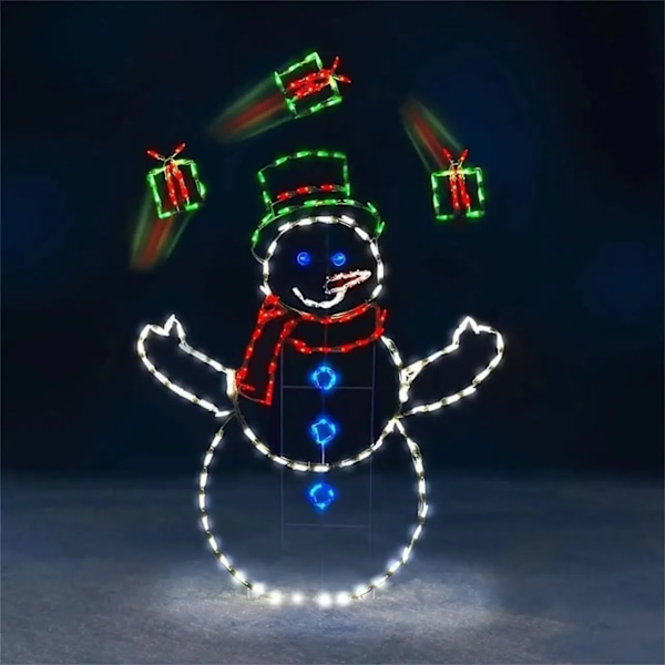 LED Gräsmatta Lampor Snöboll Fight Aktiv Ljus Snöre Ram Dekor Semester Fest Jul