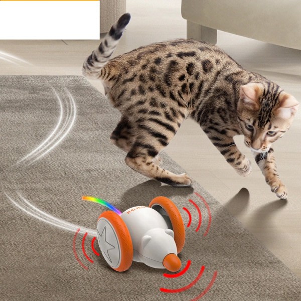 Automatisk Katt Leker Interaktivt Kjæledyr Smart Mus Lek For Katt Teaser LED Oppladbare Mus Innendørsleker