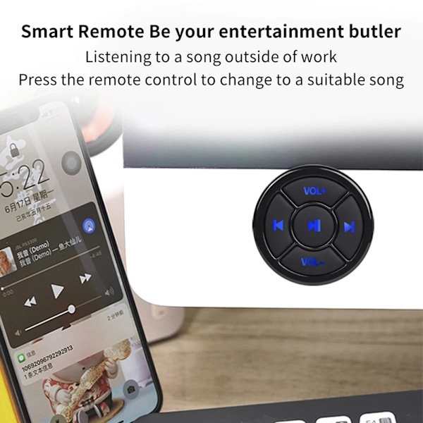 Trådlös Bluetooth Fjärrkontroll Kontrollknapp Media Knapp