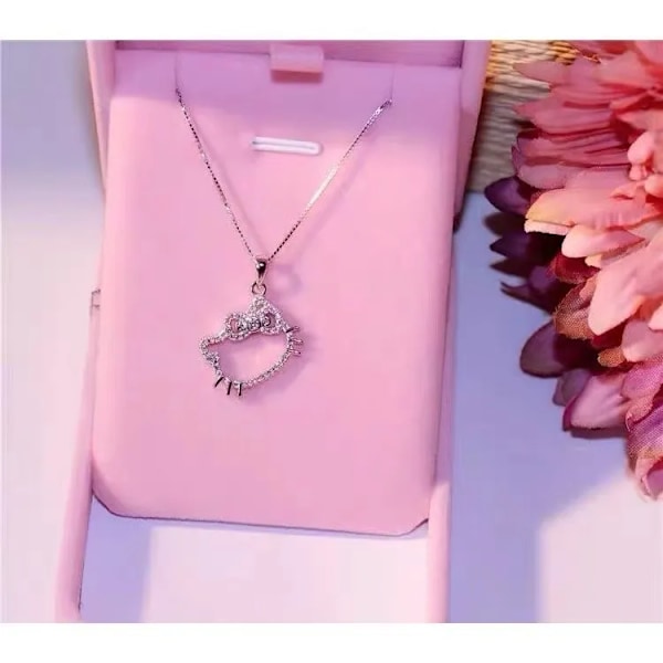 Hello Kitty Sanrio Anime krystal vedhæng halskæder damer pige enkel hvid zirkon elegant halskæde