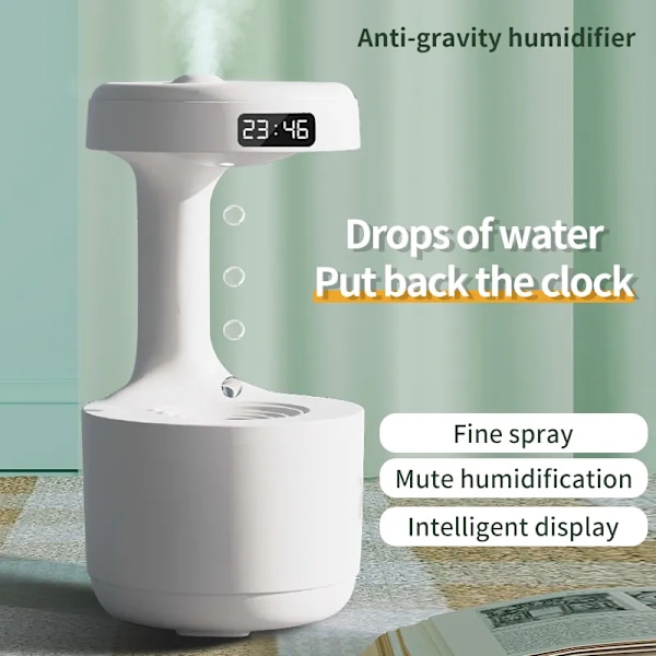 Luft luftfuktare Anti-gravitation Rolig Vatten Droppar Ultrasonic Cool Mist Maker Fogger Diffuser with LED Display
