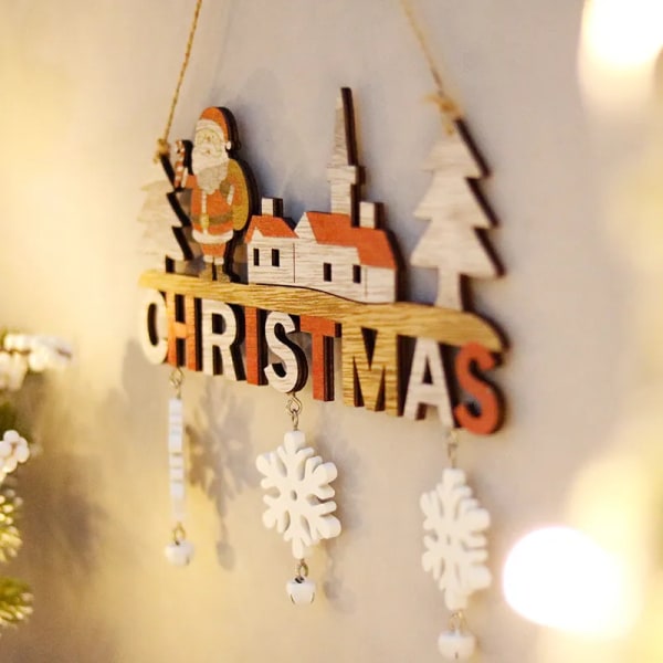 Puinen joulu ovi riippuva koristeet seinä joulu joulu hyvää joulua sisustus kotiin