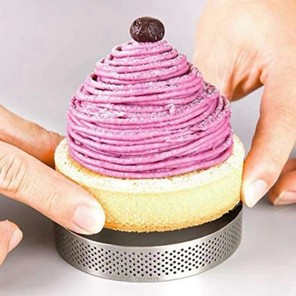 12 Pakke Rustfrit Stål Tærte Ringe,Pperforeret Kage Mousse Ring,Cake Ring Form,Round Kage Bage Værktøj