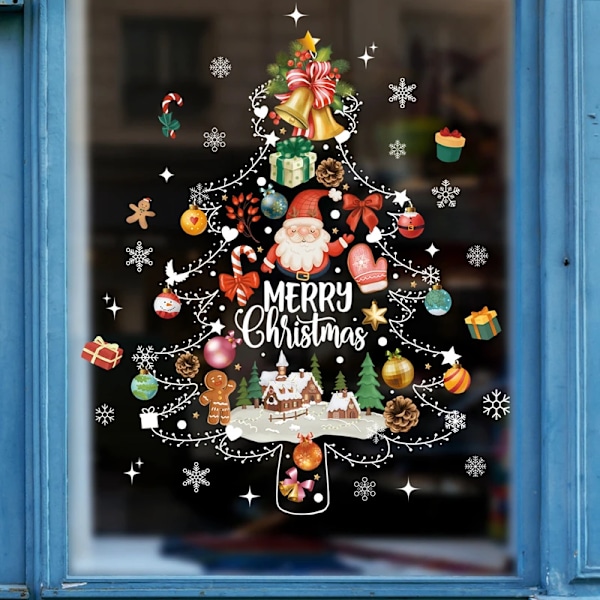 Tecknad God Jul Fönster Klistermärken Jultomte Jul Träd Enhörning Glas Dekal Jul dekorationer
