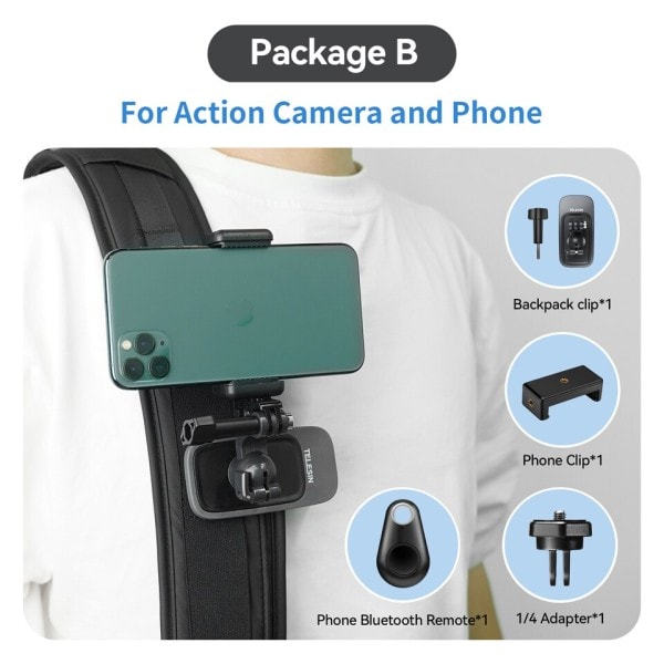 360° Rotation Magnetisk Ryggsäck Klämma Klämma Fäste för GoPro Hero 11 10 9 8 7 6 5 Insta360 DJI Action Kamera Tillbehör