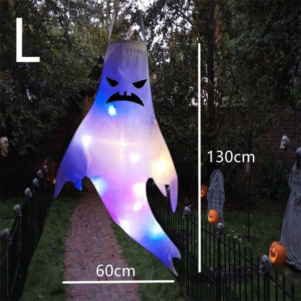 Iso koko LED Halloween ulkona valo akku virta luuranko haamu kauhu grimace hehkuva juhla rekvisiitta