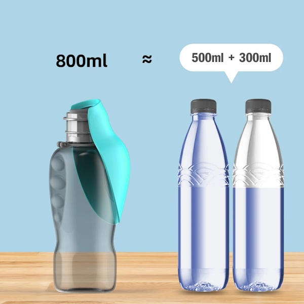 800 ml Bärbar Hund Vatten Flaska För Små Medelstora Hundar Utomhus Resor Drickskål