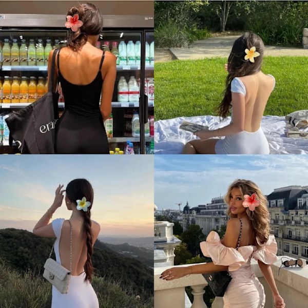 6 delar Gradient Blomma Hår Styling Klo klämmor Set