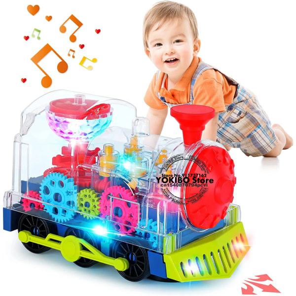 Elektrisk tåg leksak för barn småbarn krypning träna med ljus  ljud musik tidigt pedagogiska leksaker tåg leksaker