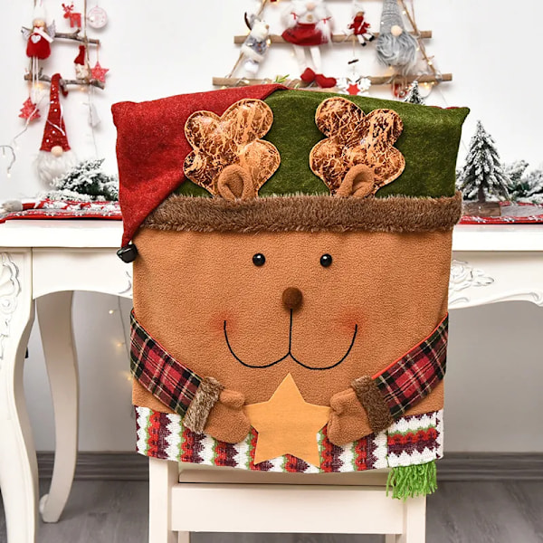 Jul pynt jule stol trekk nissen claus snømann stol sleeve