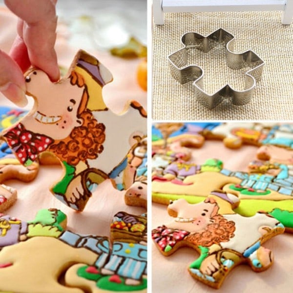 Jigsaw form cookie mugg kake form rustfritt stål cookie cutter