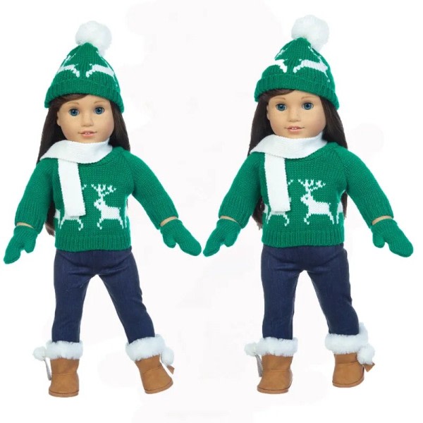 Joulu villapaita Amerikkalaiselle tytölle nukke vaatteet joulu tytölle lahja