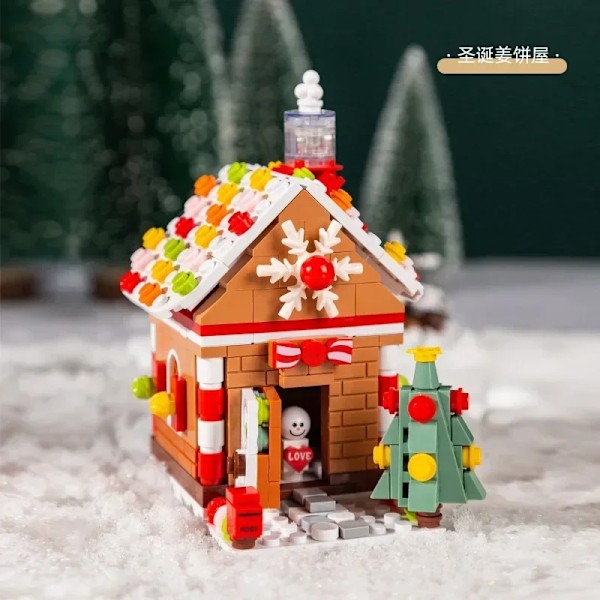 Jul Gør-det-selv Byggeklods Musik Kasse LED Oplyst Jule pynt Ornament