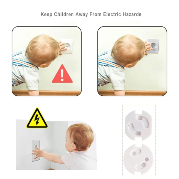 10 bitar Baby Säkerhet Barn Elektrisk Uttag Uttag kontakt Skydd Säkerhet Tvåfas Säker Lås Kåpa Barn Uttag Kåpa Pluggar