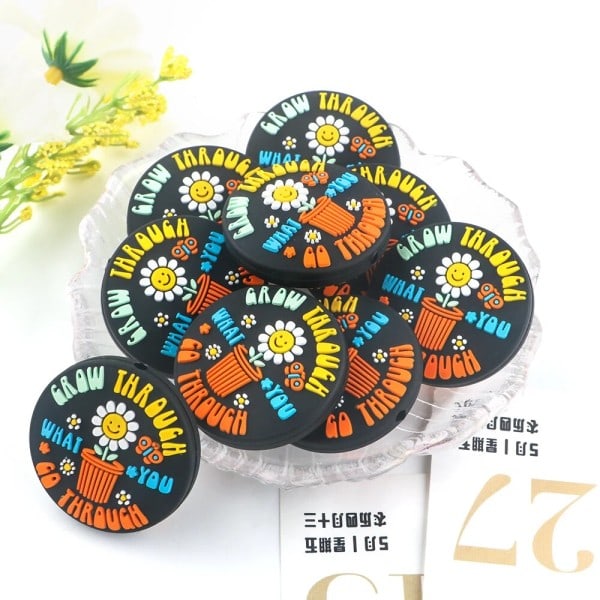 10 stykker nye honningkager citron hjerte silikone perler jul til smykker fremstilling diy nøglering